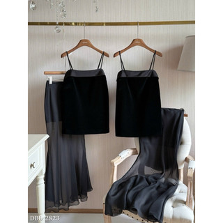 Set Áo Nhung 2 Dây Mix Chân Váy Maxi Chuẩn Linh Hoàng