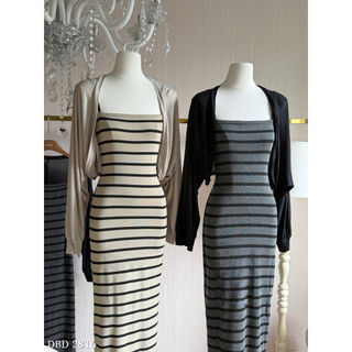Set Váy Body Maxi Kẻ Mix Choàng Chuẩn Linh Hoàng