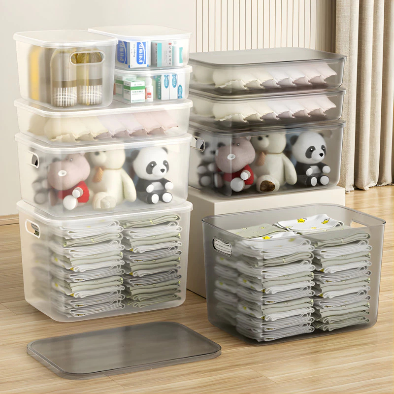 Thùng Nhựa Để Đồ Đa Năng Cỡ Lớn 15L/20L/30L HOMIE, Hộp Nhựa Trong Suốt Có Nắp Đậy Chống Bụi