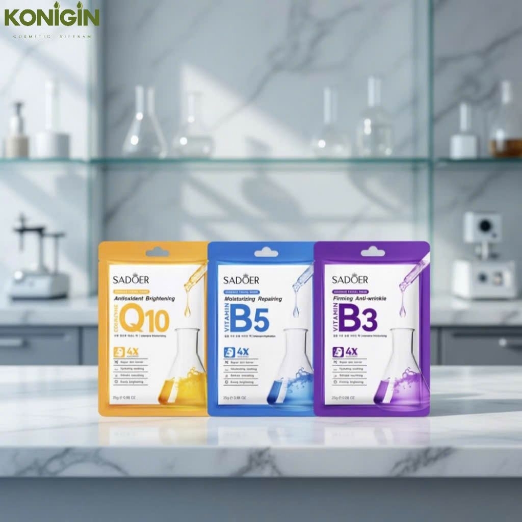 Combo 30 Miếng Mặt Nạ SADOER Dưỡng Ẩm Sáng Da Cấp Nước B5 B3 Q10 Phục Hồi Da