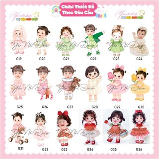 Chibi sinh nhật, thôi nôi cho bé gái. FREE Thiết kế - gửi mẫu trước khi in Yến Nhi Shop