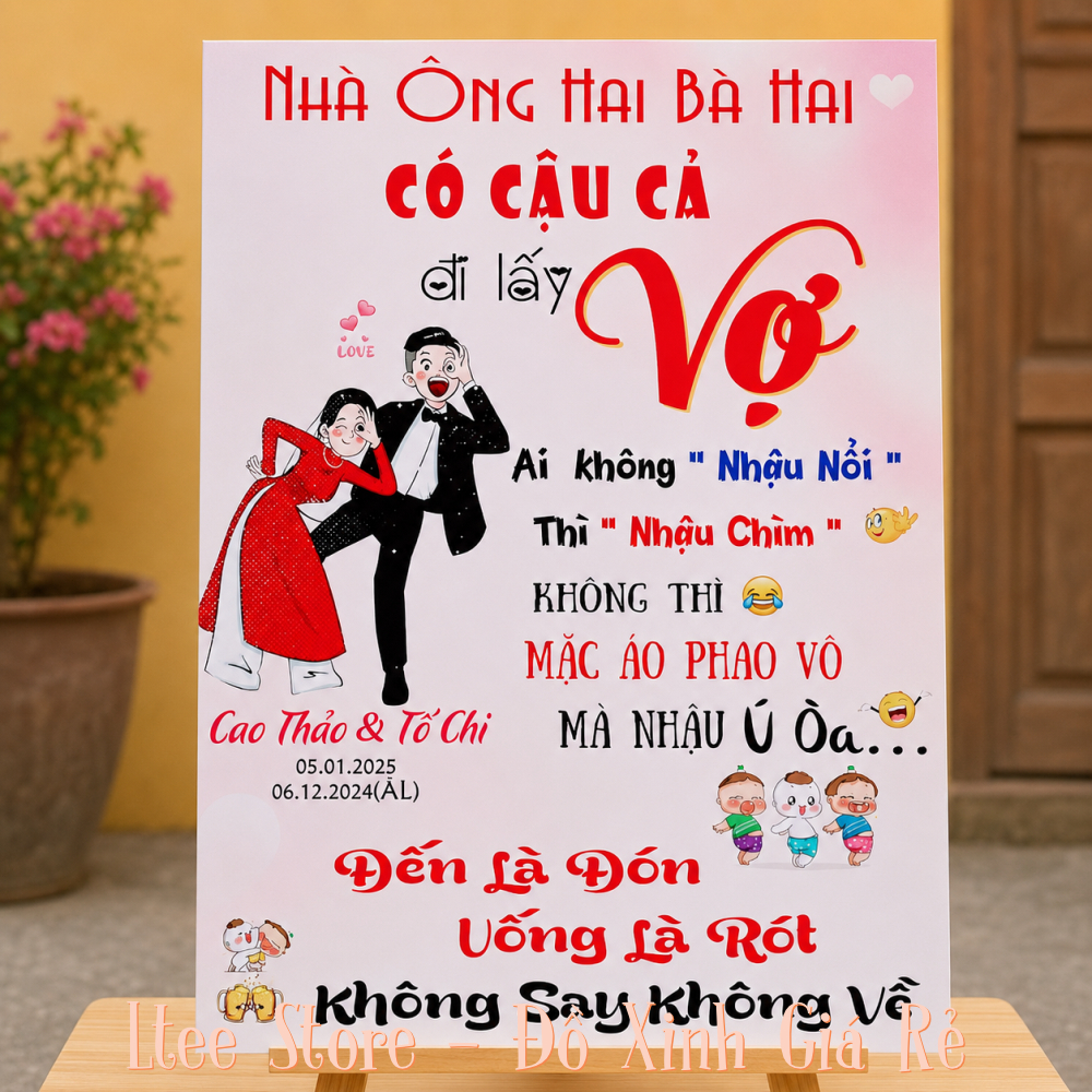 Bảng Đám Cưới Cá Nhân Hóa In Tên Cô Dâu Chú Rể Theo Yêu Cầu - Bảng Welcome Chụp Hình