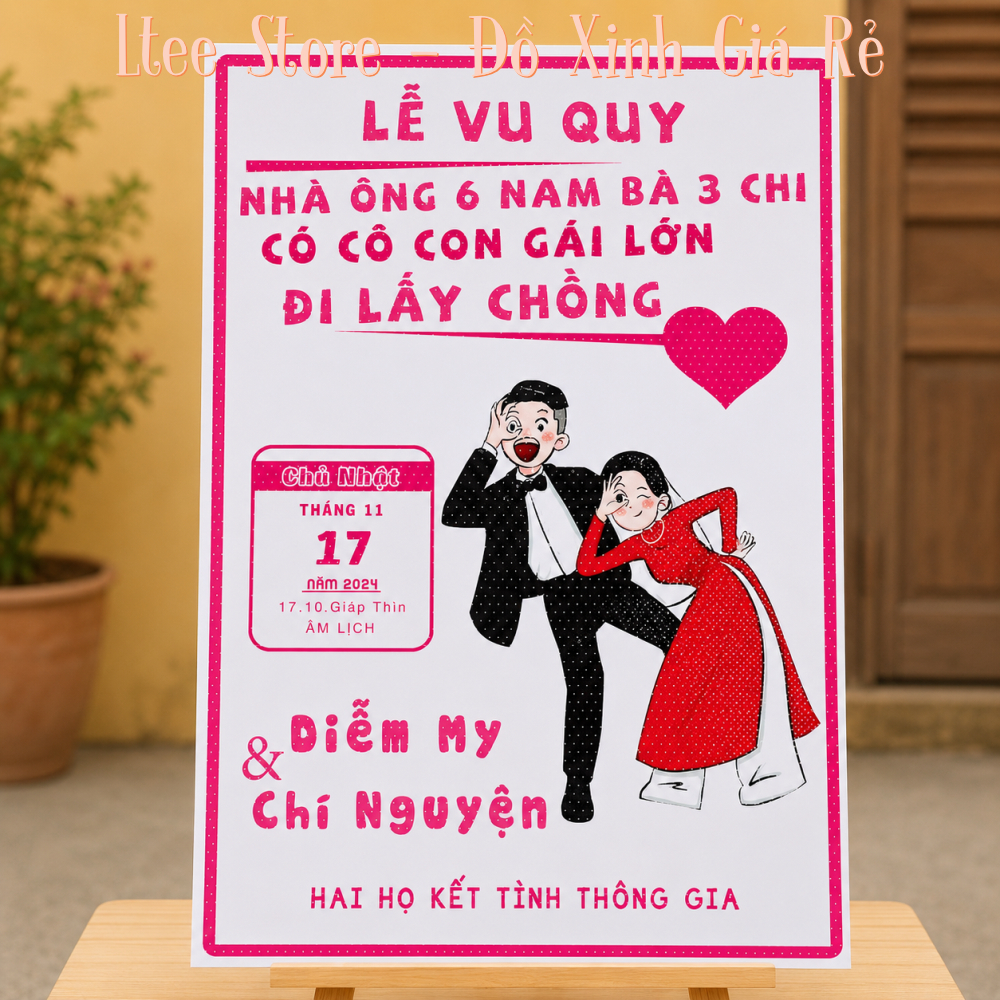 Bảng Đám Cưới Cá Nhân Hóa In Tên Cô Dâu Chú Rể Theo Yêu Cầu - Bảng Welcome Chụp Hình