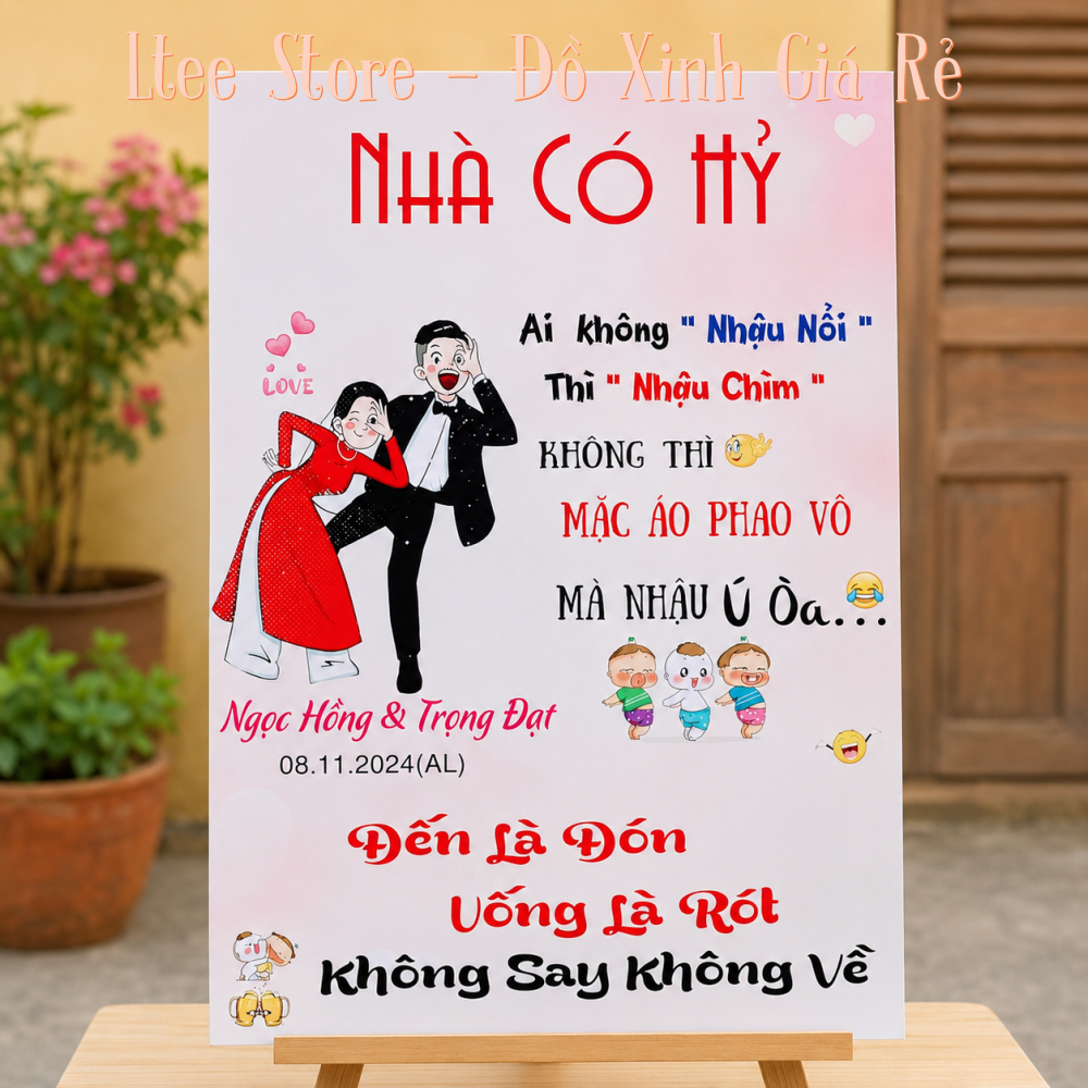 Bảng Đám Cưới Cá Nhân Hóa In Tên Cô Dâu Chú Rể Theo Yêu Cầu - Bảng Welcome Chụp Hình