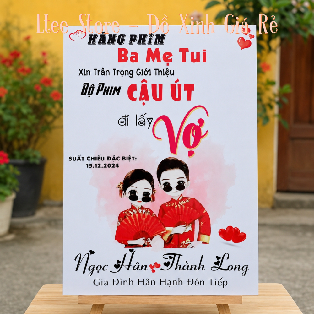 Bảng Đám Cưới Cá Nhân Hóa In Tên Cô Dâu Chú Rể Theo Yêu Cầu - Bảng Welcome Chụp Hình