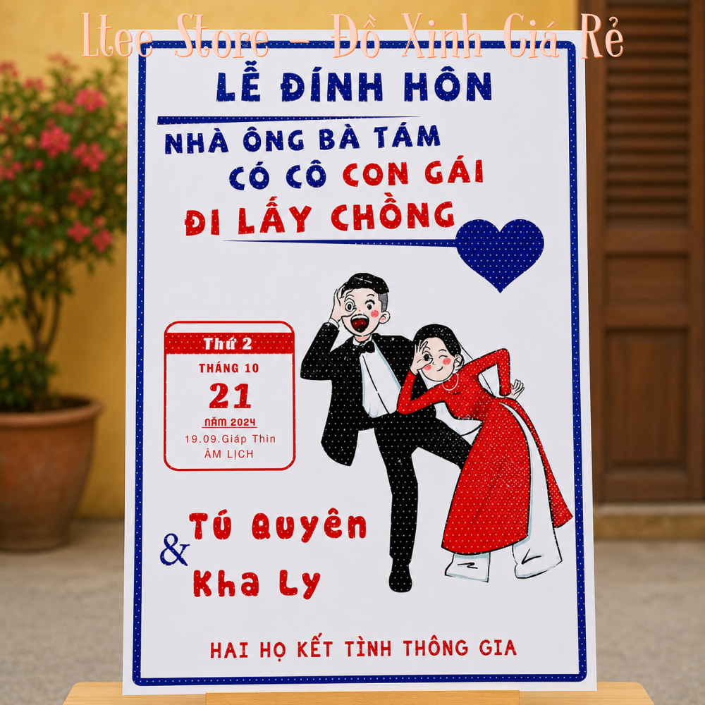 Bảng Đám Cưới Cá Nhân Hóa In Tên Cô Dâu Chú Rể Theo Yêu Cầu - Bảng Welcome Chụp Hình