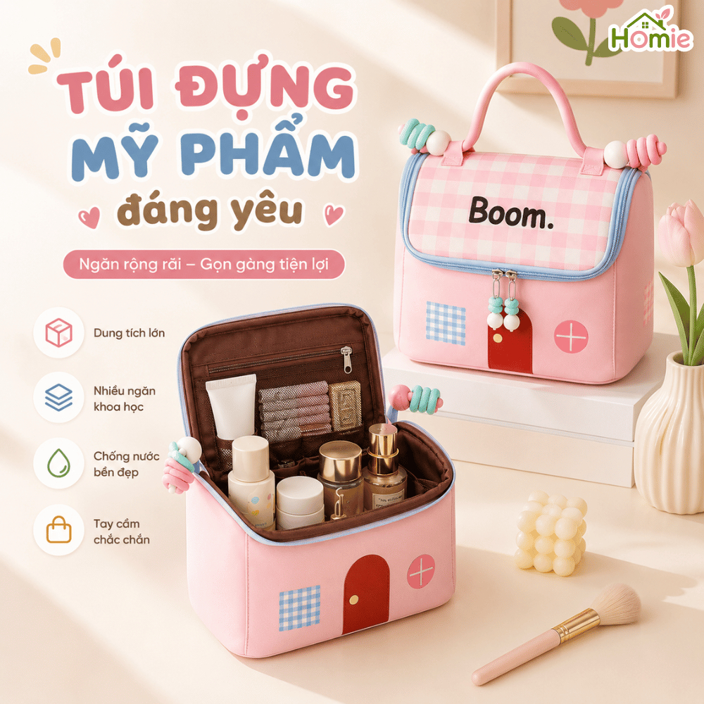Túi Đựng Mỹ Phẩm Dopamine Cỡ Lớn HOMIE, Túi Đựng Đồ Vệ Sinh Cá Nhân Cầm Tay Chống Thấm Nước