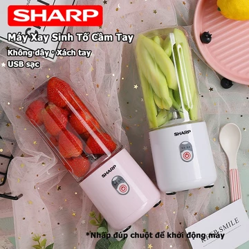 Sharp Máy xay sinh tố cầm tay 500ml - Máy Xay Sinh Tố Đa Năng - Cốc nước ép cầm tay - Máy xay sinh tố mini cầm tay sạc