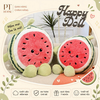 Gấu Bông Quả Dưa Hấu Tròn Đáng Yêu (25cm - 65cm) - Gối Ôm Trái Dưa Hấu Bổ Đôi Nhồi Bông Cute Làm Quà Tặng Trang Trí