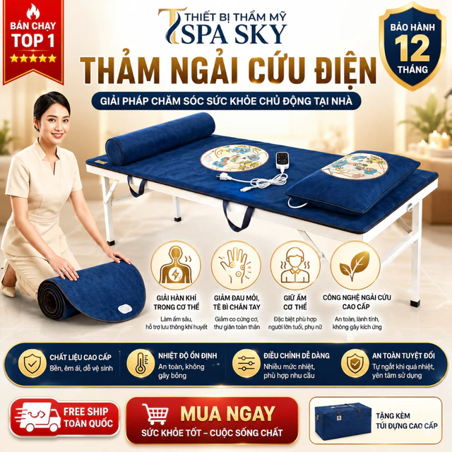 Thảm Ngải Cứu Điện Thảo Dược Đông Y, Đệm Sưởi Ấm Ngải Cứu Điện Thư Giãn, Giảm Đau Mỏi Cải Thiện Giấc Ngủ, Thảm Sưởi