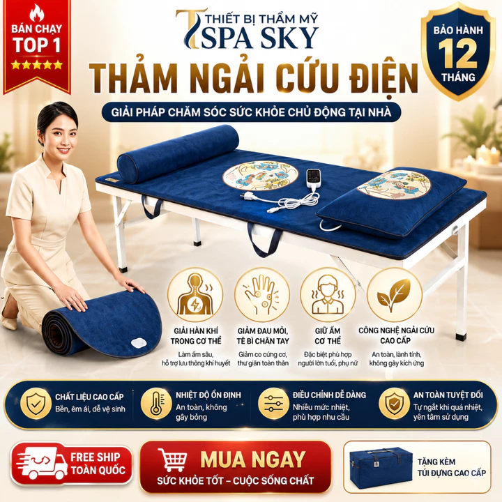 Thảm Ngải Cứu Điện Thảo Dược Đông Y, Đệm Sưởi Ấm Ngải Cứu Điện Thư Giãn, Giảm Đau Mỏi Cải Thiện Giấc Ngủ, Thảm Sưởi