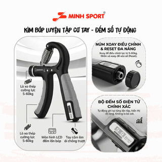 Kìm Bóp Tay MinhSport, Kìm Tập Cơ Tay, Dụng Cụ Tập cơ tay Tại Nhà Điều Chỉnh Lực Có Đếm 5-60kg