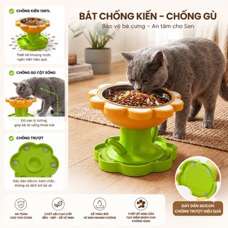 Bát Ăn CHỐNG KIẾN - CHỐNG GÙ Cho Thú Cưng Hình Bông Hoa. - Phối màu theo ý thích