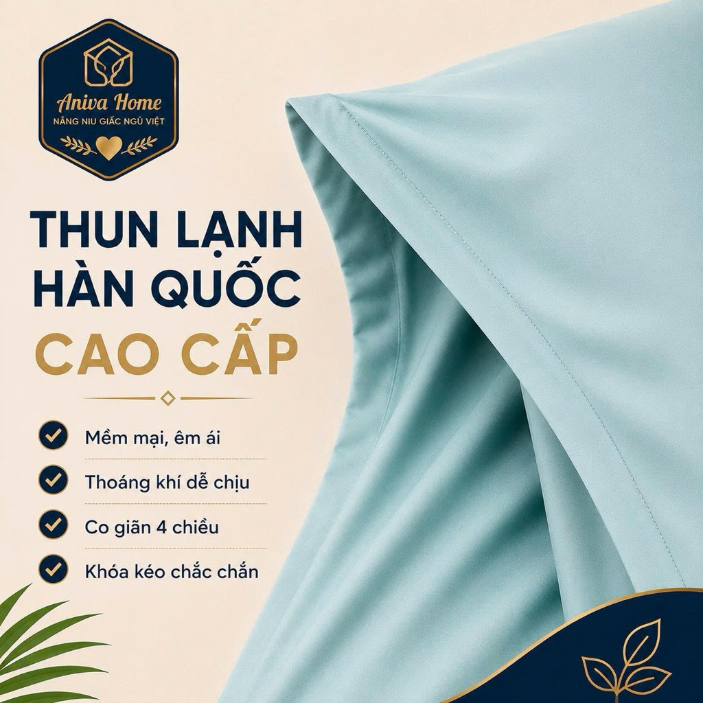 Vỏ Gối Nằm 40x60 Vỏ Gối Ôm 35x100 Thun Lạnh Hàn Quốc Aniva Home Có Khóa Kéo Mềm Mại Thoáng Khí