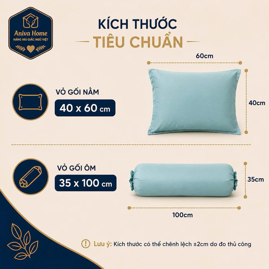 Vỏ Gối Nằm 40x60 Vỏ Gối Ôm 35x100 Thun Lạnh Hàn Quốc Aniva Home Có Khóa Kéo Mềm Mại Thoáng Khí