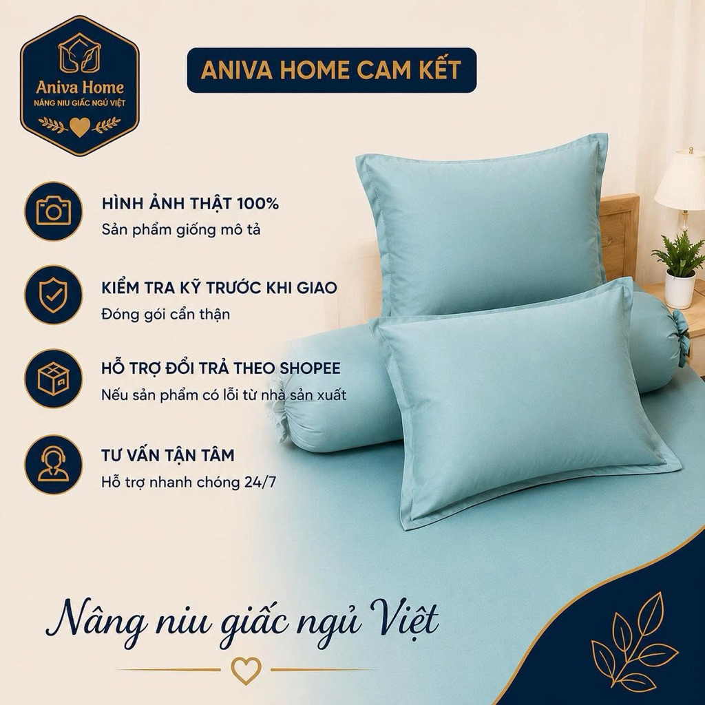 Vỏ Gối Nằm 40x60 Vỏ Gối Ôm 35x100 Thun Lạnh Hàn Quốc Aniva Home Có Khóa Kéo Mềm Mại Thoáng Khí