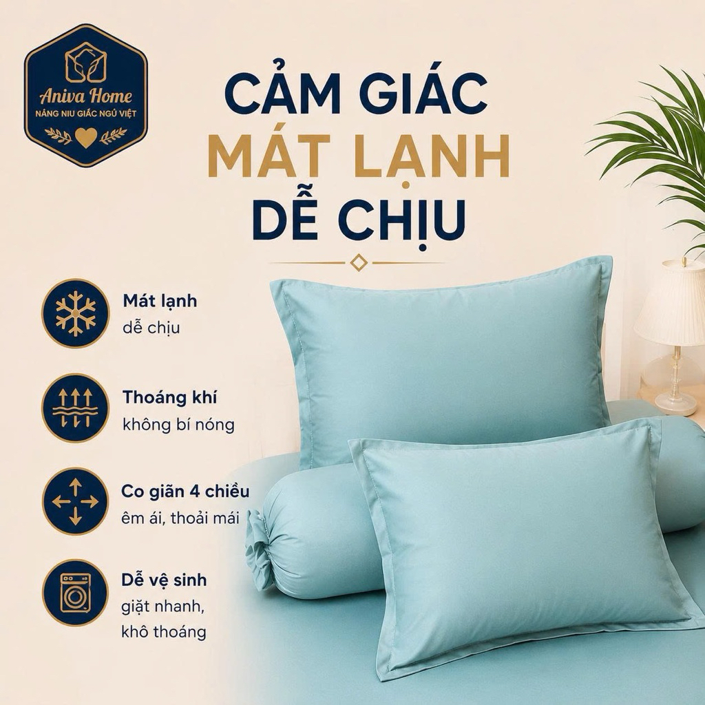 Vỏ Gối Nằm 40x60 Vỏ Gối Ôm 35x100 Thun Lạnh Hàn Quốc Aniva Home Có Khóa Kéo Mềm Mại Thoáng Khí