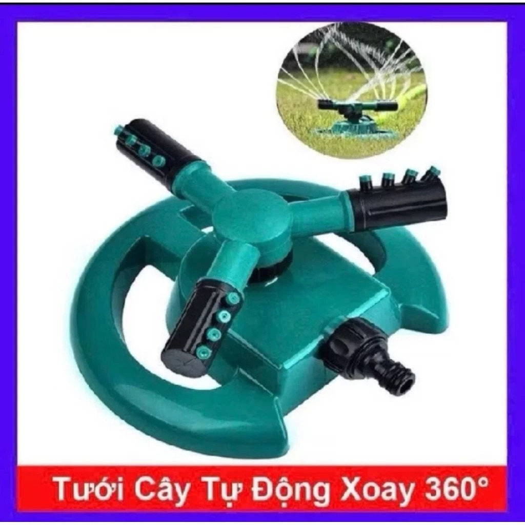 Vòi Phun Nước Xoay 360 Độ Tự Động Tưới Cây Sân Vườn Bằng Nhựa ABS Cao Cấp - Béc Phun Nước 3 Cánh Xoay Thông Minh