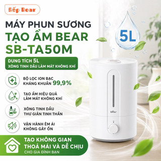 Máy Phun Sương Tạo Ẩm Bear SB-TA50M, Dung Tích 5L Xông Tinh Dầu Làm Mát Không Khí Bộ Lọc Ion Bạc Kháng Khuẩn 99,9%
