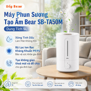 Máy Phun Sương Tạo Ẩm Bear SB-TA50M, Dung Tích 5L Xông Tinh Dầu Làm Mát Không Khí Bộ Lọc Ion Bạc Kháng Khuẩn 99,9%