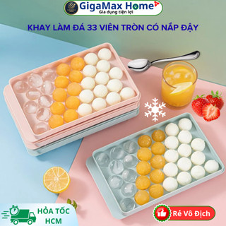 Combo 2 Khuôn Làm Đá 33 Viên Tròn Dẻo Có Nắp Đậy – Khay Làm Thạch Bi Hoa Quả Trái Cây | GigaMax Home