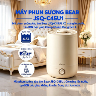 Máy Phun Sương Tạo Ẩm Bear JSQ-C45U1 Dung Tích 4,5L Tạo Ẩm Diện Rộng, Có Màng Lọc Nước, Tạo ION Bạc Giúp Kháng Khuẩn