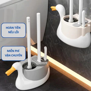 Bộ 3 Cọ Bồn Cầu Hình Vịt Treo Tường Không Khoan Đục, Chổi Cọ Toilet CMS Làm Sạch 360 Độ Chống Trầy