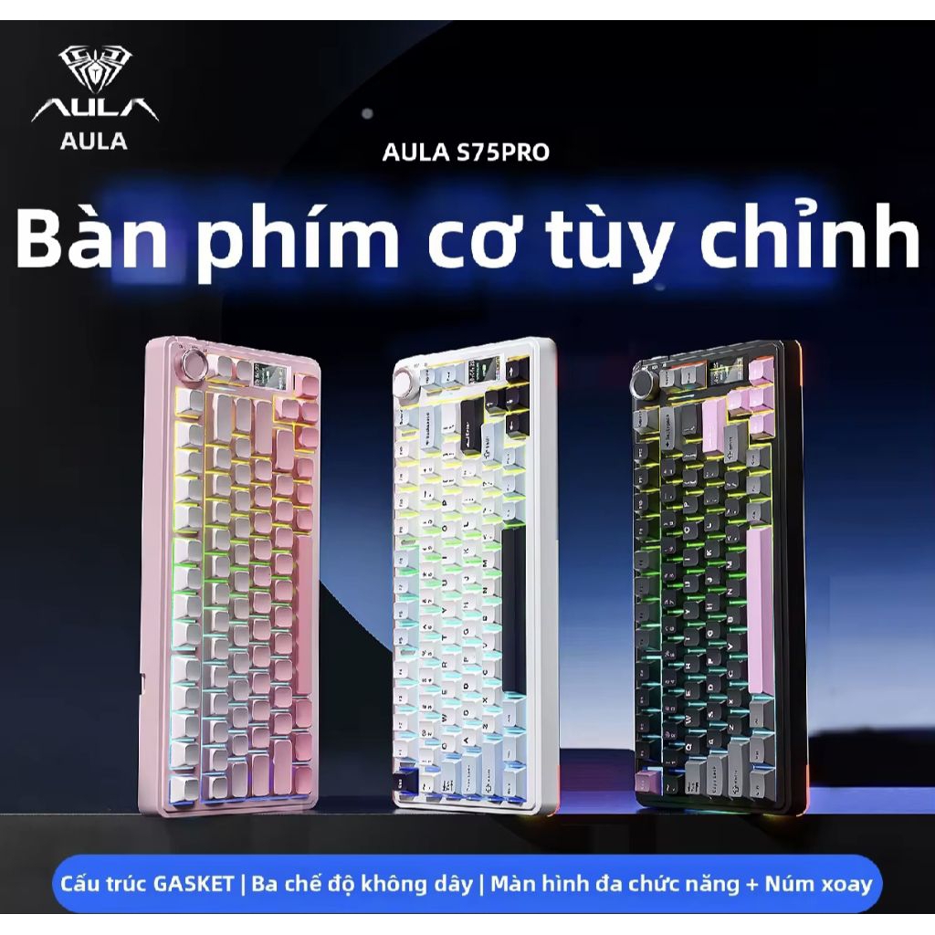 BÀN PHÍM CƠ - AULA S75 Pro Gaming Keyboard 3 Mode RGB Có Màn Hình TFT | BigBuy360 - bigbuy360.vn