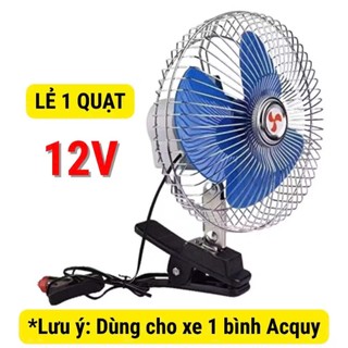 Quạt Kẹp Ô Tô 12V - 24V Quạt Xe Tải Lồng Sắt Cao Cấp ,Quạt Cánh Xanh,QUAY 360