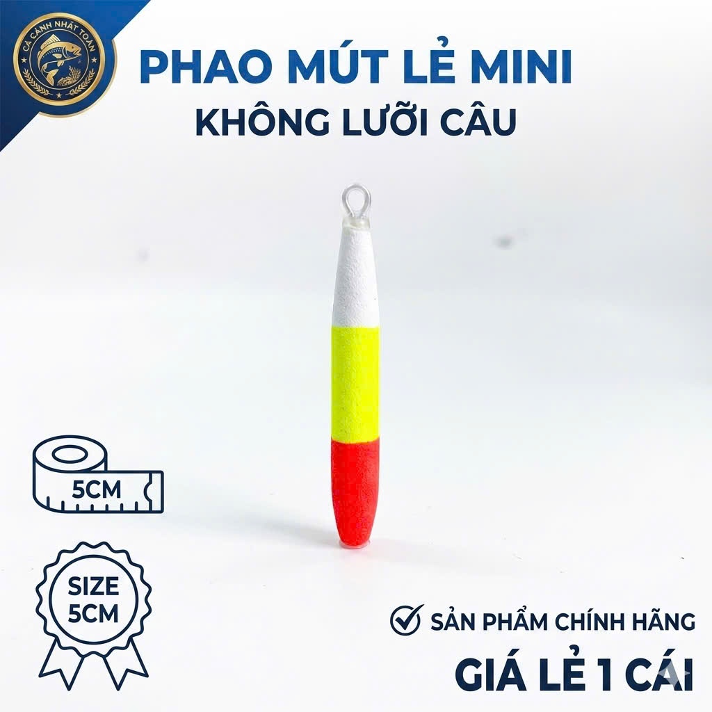 PHAO MÚT LẺ MINI KHÔNG LƯỠI CÂU CÁ SIZE 5CM