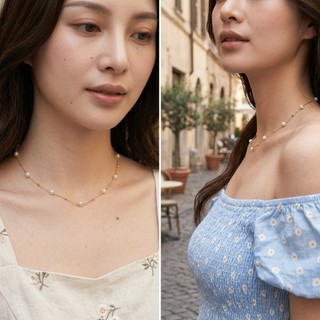 [ DAISYN ] N927 Dây chuyền ngọċ trai nhân tạo 6li   ,  vòng cổ ngọċ trai thuỷ tinh sang trọng cho nữ