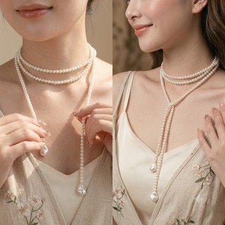 [ DAISYN ] N887 Dây chuyền ngọc trai nhân tạo dài  ,  chuỗi hạt ngọc trai mang áo dài