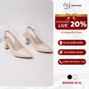 Sục QUAI HẬU cao gót nữ,mũi NHỌN, màu đen, kem Lume 12 da PU cao cấp, đế cao su non chống trơn trượt, đế cao 5cm- 7cm