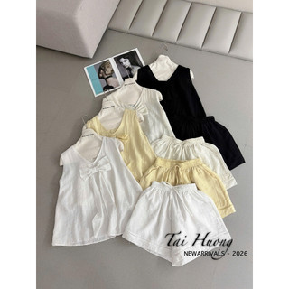 PHẠM THUỲ SHOP: SET BỘ THÔ ĐŨI ÁO SÁT NÁCH NƠ LƯNG MIX QUẦN SHORT