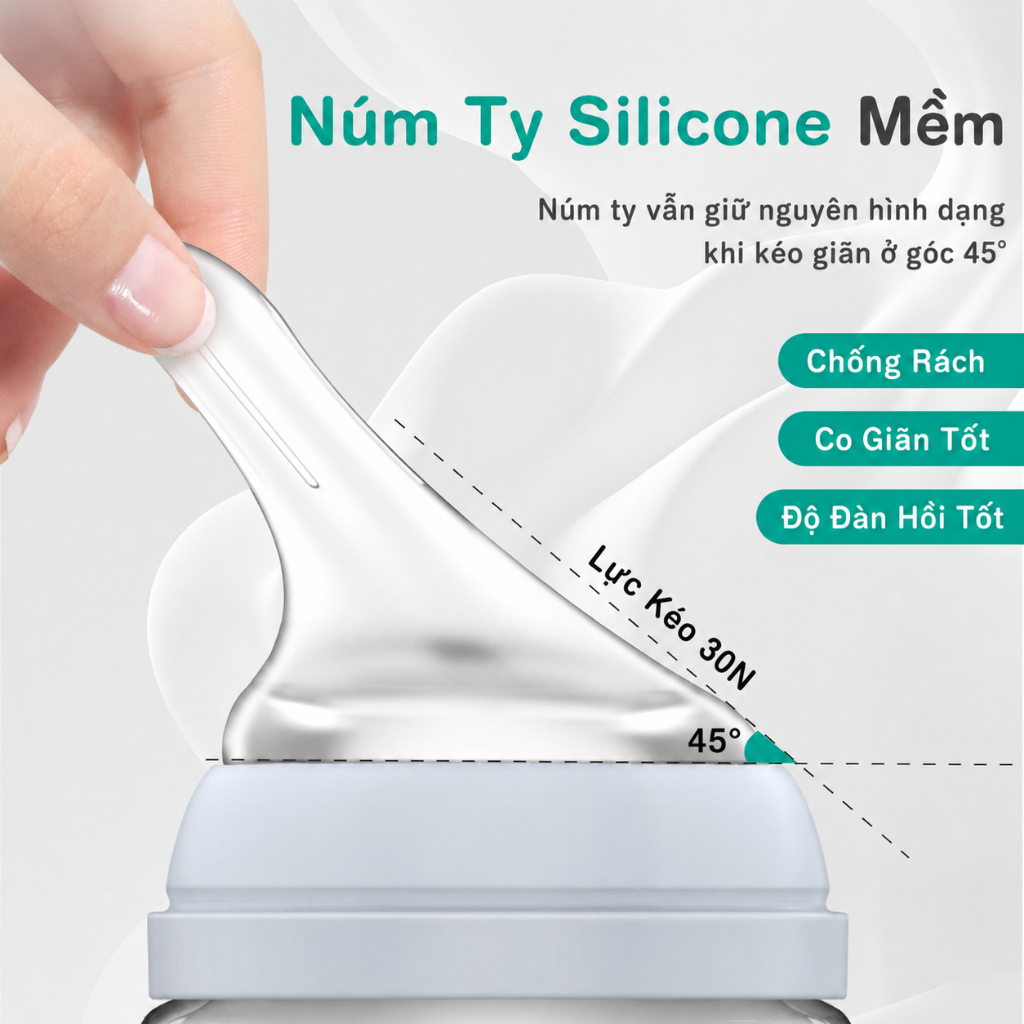 Preferred GB01 Bình Sữa Cho Bé Sơ Sinh 90ml Thủy Tinh Chống Đầy Hơi BPA Free Núm Ty Silicone Mềm Cổ Rộng