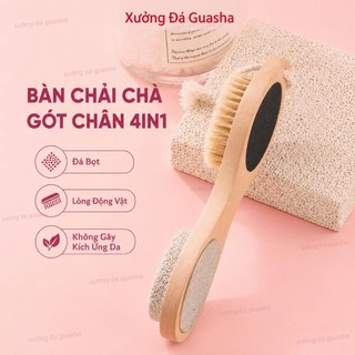 Bàn Chà Gót Chân 4in1 Tiện Lợi Loại Bỏ Da Chết. Sần Sùi Giúp Bàn Chân Luôn Mịn Màng - Bàn Chải Gót Chân 4in1 Tay Cầm Gỗ
