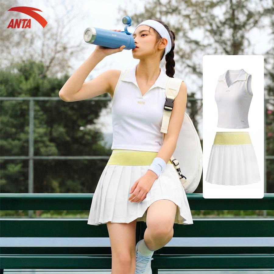 ANTA Set lẻ Áo Polo Có Mút Nữ và chân váy có lót 9626B7104 – Tennis Pickleball Cầu Lông Gym Nhanh Khô Co Giãn