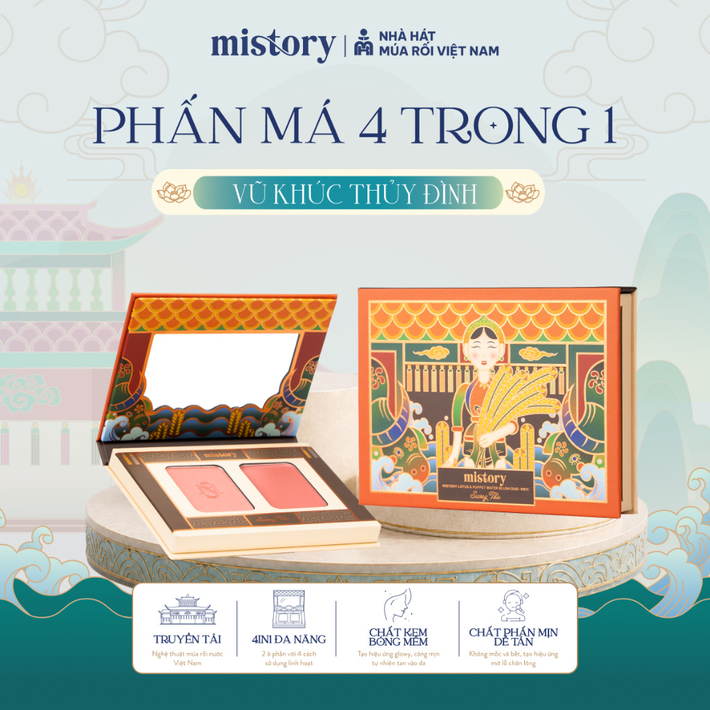 Phấn má hồng 4in1 Mistory Vũ Khúc Thủy Đình hiệu ứng căng bóng sáng da 6g