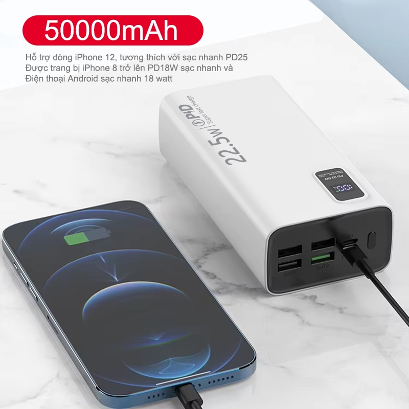 Dosen Pro sạc dự phòng K7 PD22.5w Sạc nhanh 10000mah-50000mAh pin dự phòng màn hình led tích hợp tích hợp | BigBuy360 - bigbuy360.vn