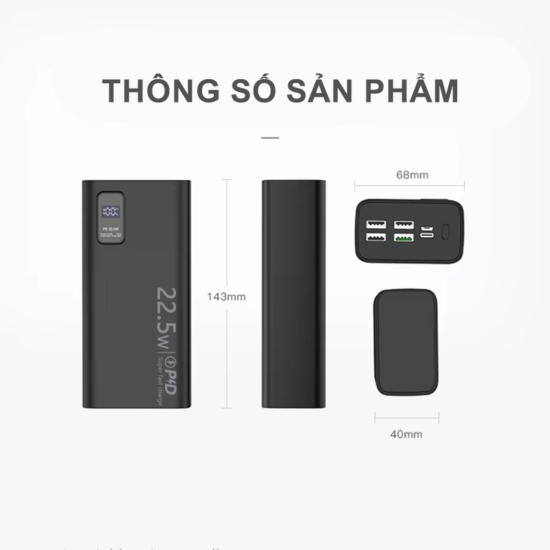 Dosen Pro sạc dự phòng K7 PD22.5w Sạc nhanh 10000mah-50000mAh pin dự phòng màn hình led tích hợp tích hợp | BigBuy360 - bigbuy360.vn
