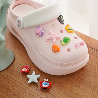 Bộ 10 Sticker, Charm 3D chủ đề Cua sò biển nhựa cứng gắn Dép Sục, Cá sấu Mita JB-462