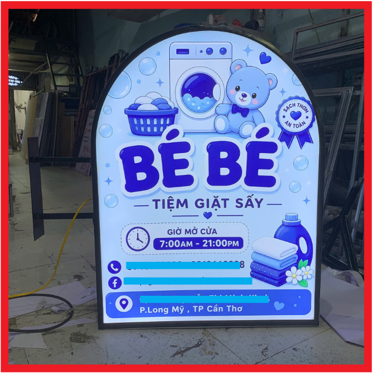 Biển hiệu quảng cáo, biển vẫy để đường, biển khung vòm có đèn và k đèn