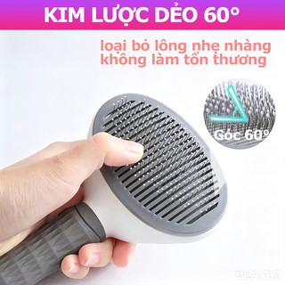 Lược Chải Lông Mèo, Lược Gỡ Lông Rụng Cho Chó Mèo, Đầu Kim Tròn Massage Không Đau Da