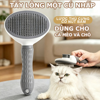 Lược Chải Lông Mèo, Lược Gỡ Lông Rụng Cho Chó Mèo, Đầu Kim Tròn Massage Không Đau Da