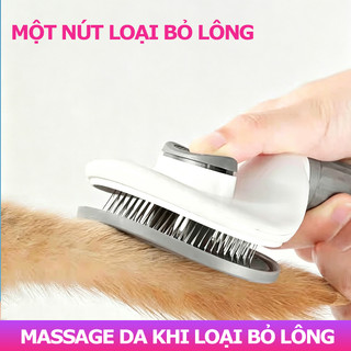 Lược Chải Lông Mèo, Lược Gỡ Lông Rụng Cho Chó Mèo, Đầu Kim Tròn Massage Không Đau Da