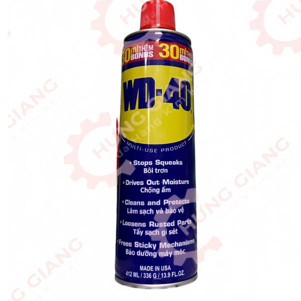 Chai Xịt Tẩy Rỉ Bôi Trơn WD-40 412ml Làm Sạch Tẩy Rỉ Sét Bôi Trơn Máy Móc