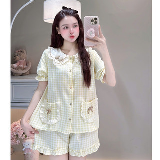 [MẪU HÈ] Bộ Đồ Ngủ Nữ JUSOKA Pijama Cổ Phối Nơ Chất Đũi Hàn Siêu Xinh DU60 Nhiều Họa Tiết Dễ Thương