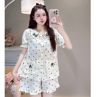 [MẪU HÈ] Bộ Đồ Ngủ Nữ JUSOKA Pijama Cổ Phối Nơ Chất Đũi Hàn Siêu Xinh DU60 Nhiều Họa Tiết Dễ Thương