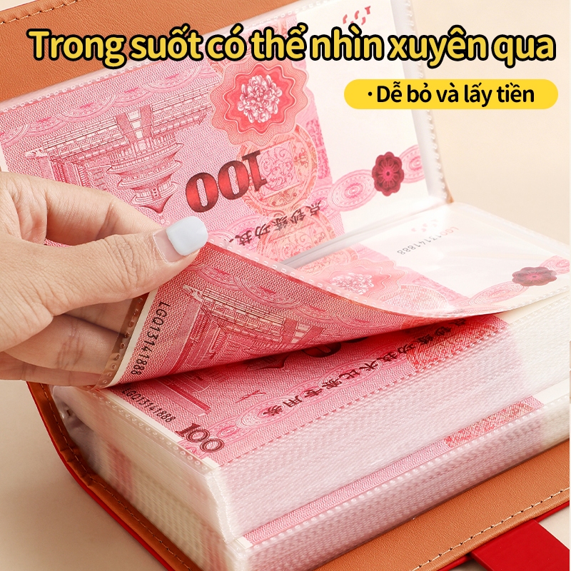 Sổ quản lý thu chi Capybara khóa an toàn 100 túi ngăn Da PU kế hoạch chi tiêu 100 ngày