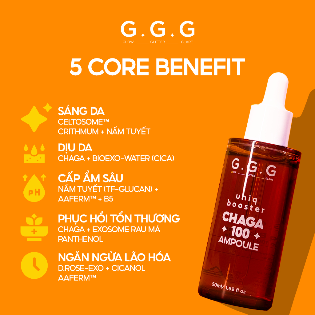 Booster Nấm Chaga 2.0 G.G.G - Tinh Chất Phục Hồi Da Nhạy Cảm, Mỏng Yếu, Da Sau Treatment 50ml